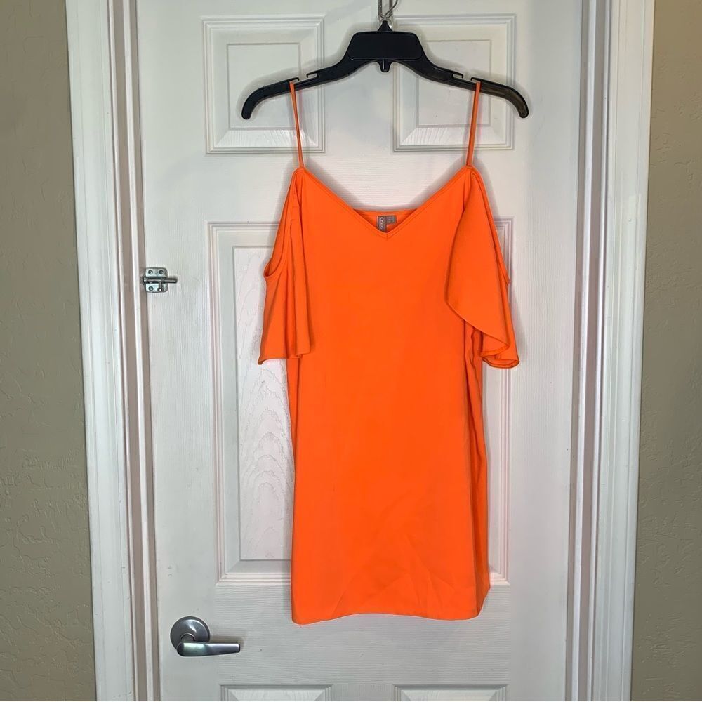 ASOS Cold Shoulder Slip Dress Size 6 Orange - Picture 8 of 12